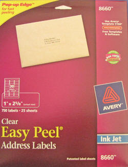 Avery 8660 Clear Address Inkjet Labels ProfessionalLabel.com